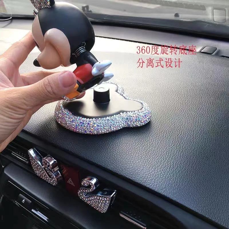 Disney Mickey Mouse Minnie Actiefiguur Cartoon Diamant Inlay Pop Model Kawaii Mickey Sculptuur Desktop Auto Ornamenten Decor