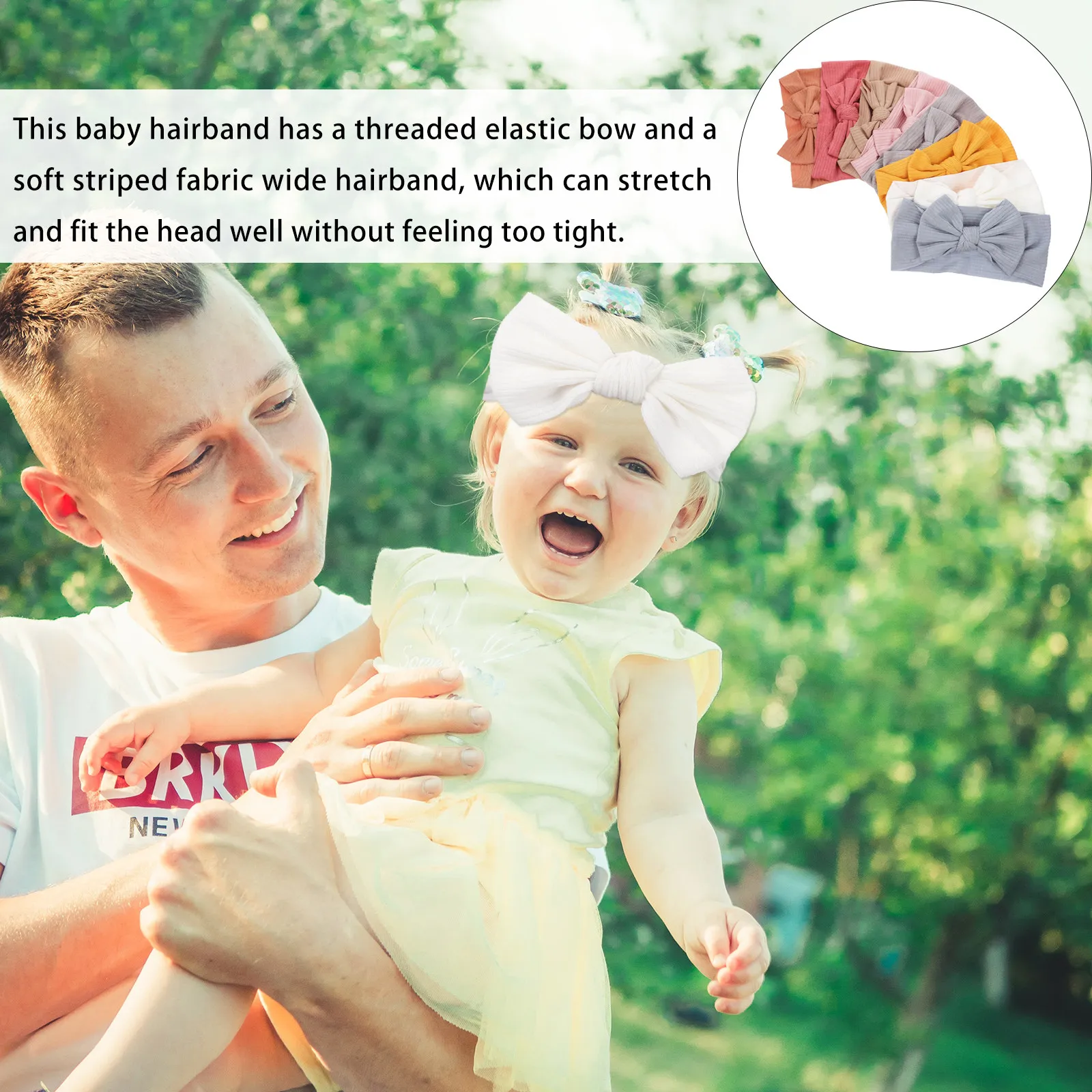 

8Pcs Bow Knot Baby Headband Newborn Wide Infant Hair Wraps Elastic Soft Turban Bands for Photoshoot Birthday Holiday