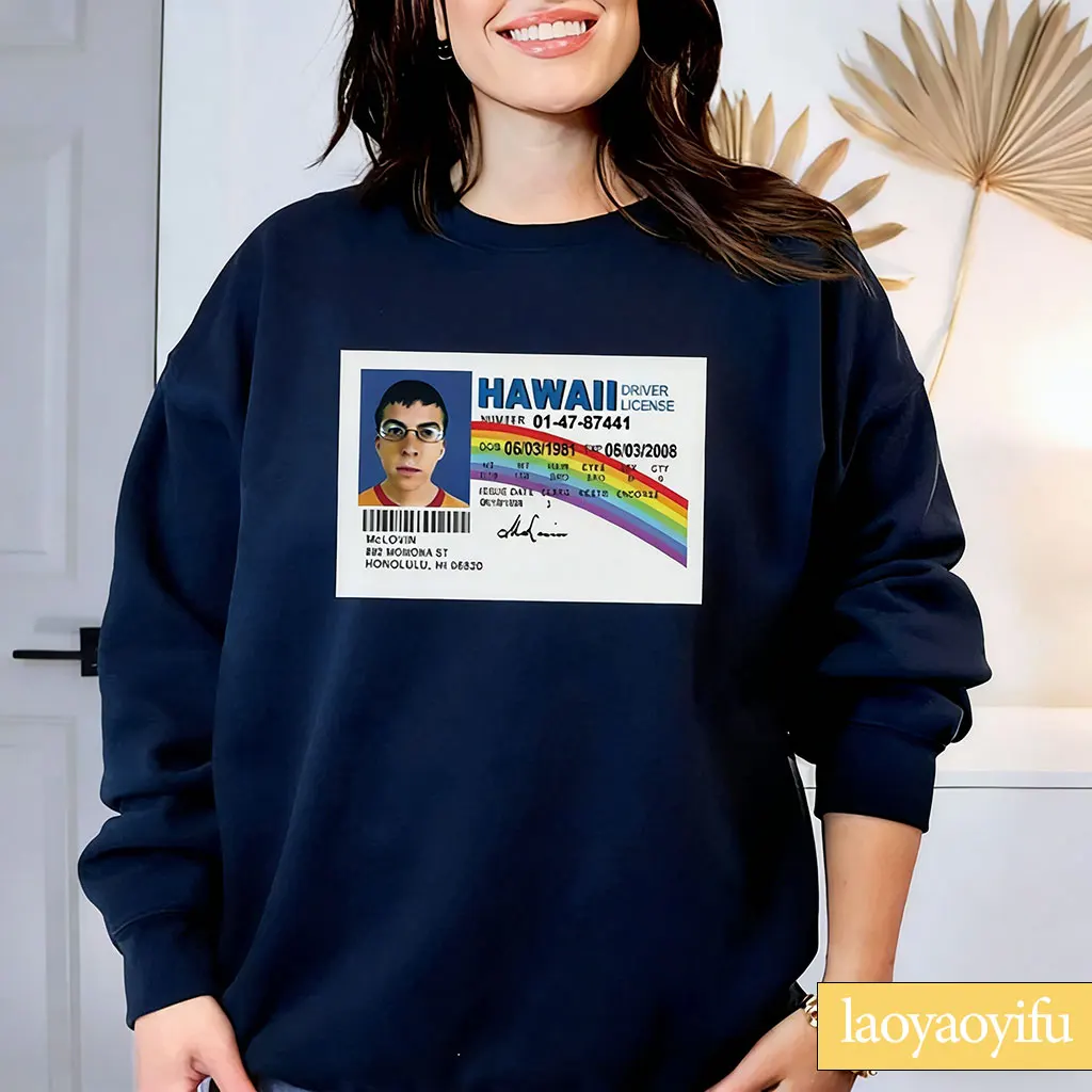 Mclovin From Superbad Sweatshirt McLovin Drivers ID License McLovin Unisex Winter Crewneck Sweater TV Show Tee Gag Gift Funny