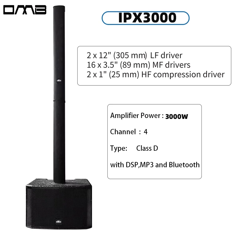 

IPX3000 3000W Line Array Professional Audio Powered Column Speakers Active Subwoofer Built-in Class D Power DSP Amplifier