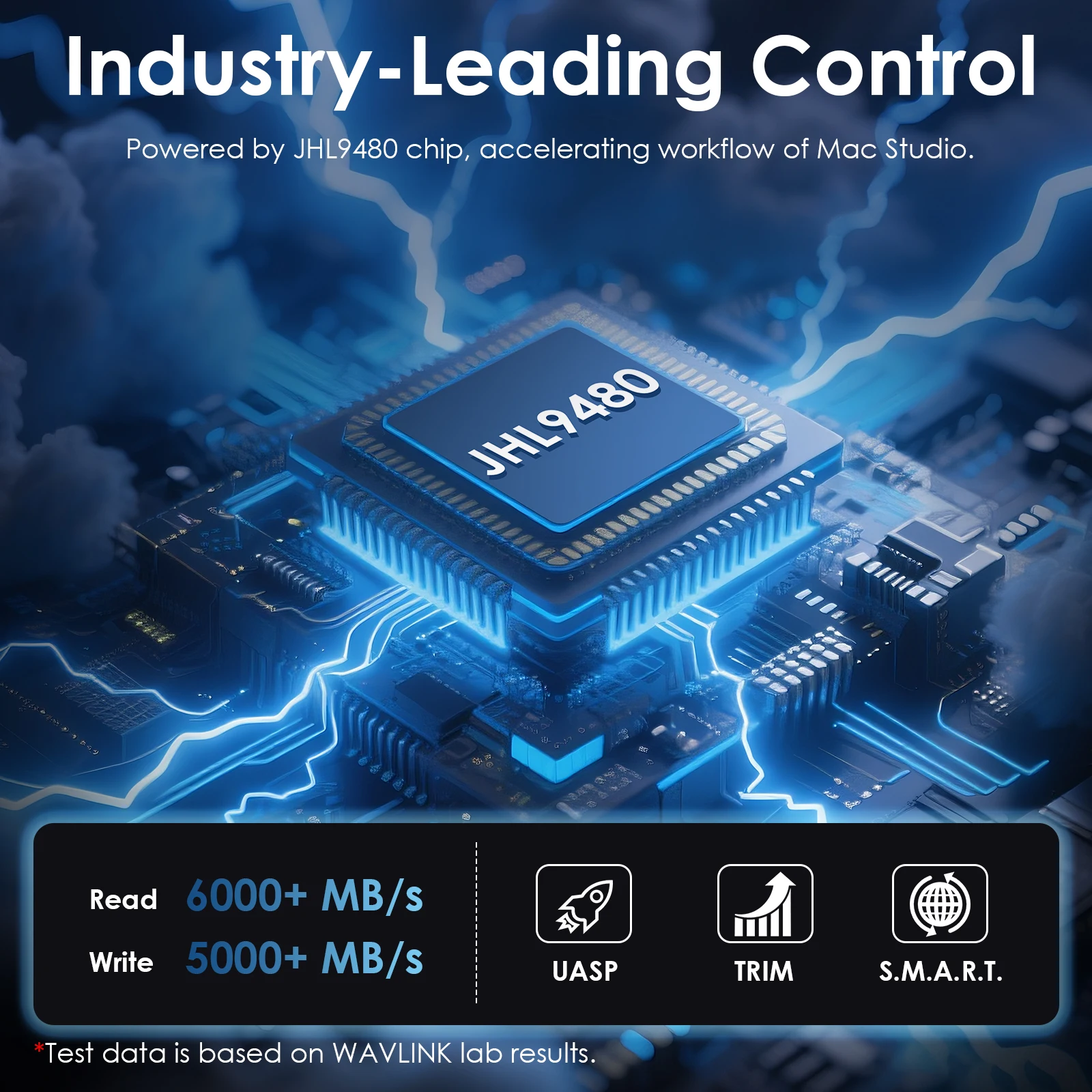 WAVLINK 80Gbps USB4 V2 PCle Gen4 NVMe SSD Enclosure JHL9480 Bertenaga 6000+MB/s Baca & 5000+MB/s Tulis Kompatibel dengan TB4/5