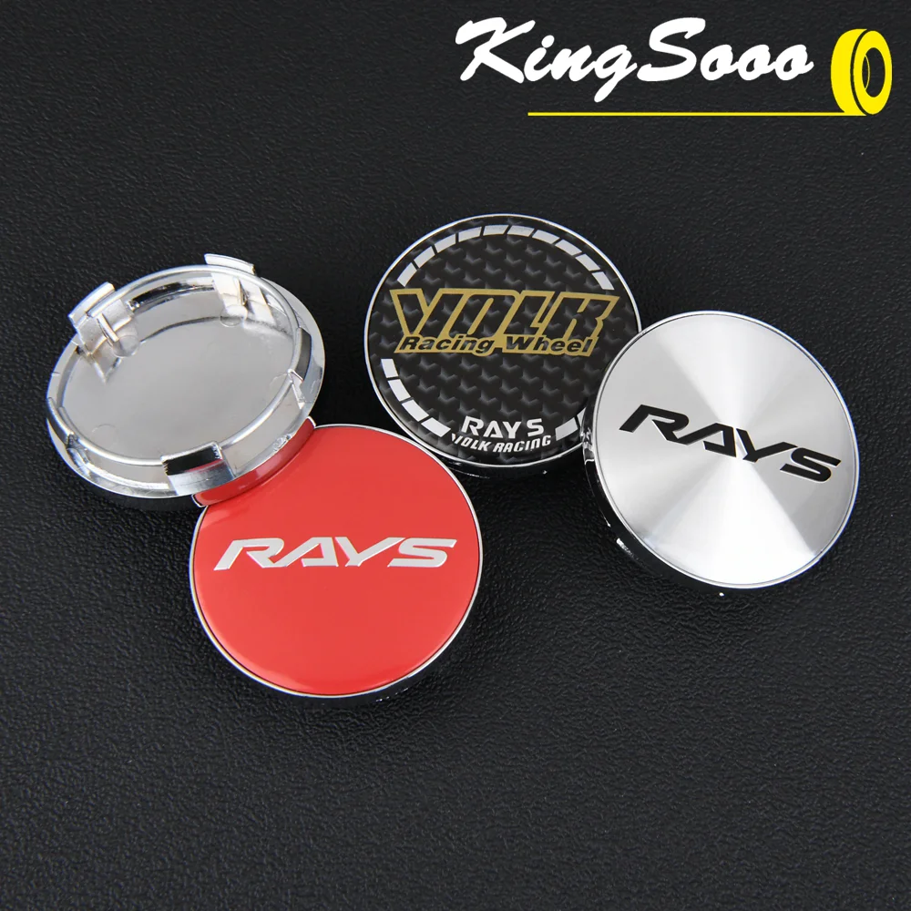 4PCS RAYS Wheel Center Cap Clip 58mm OD / 53mm VOLK Emblem Sticker Rim Caps Wheel Cover Hub Cap Black & Silver