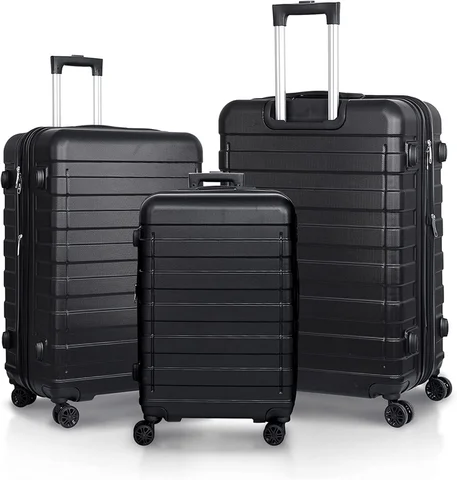 Ensemble de bagages extensibles 3 pièces 21"26"30" Valise rigide noire avec serrure TSA