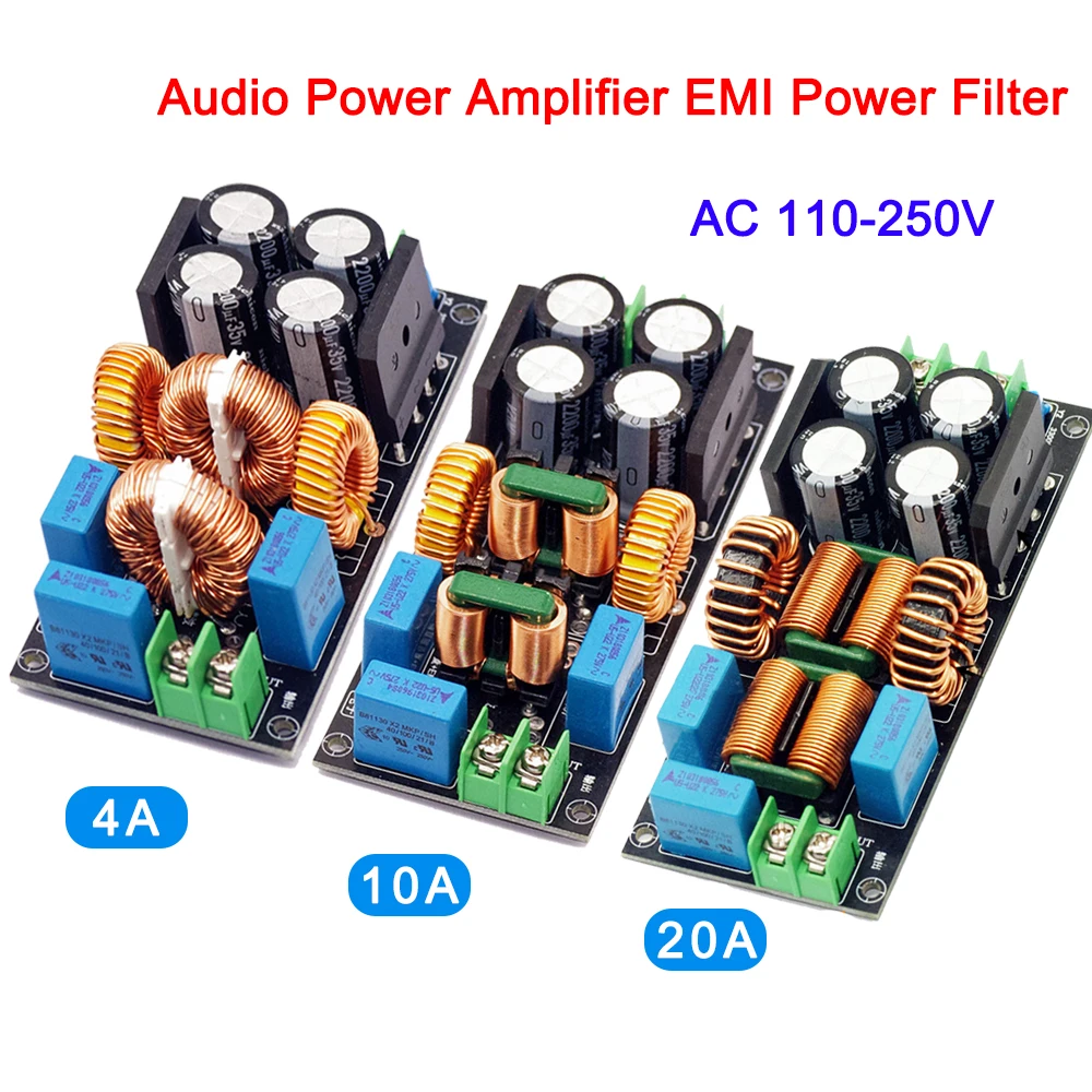 4A 10A 20A AC Power Filter EMI Electromagnetic Interference Filter EMC High Frequency Power Filtering For Audio Power Amplifier