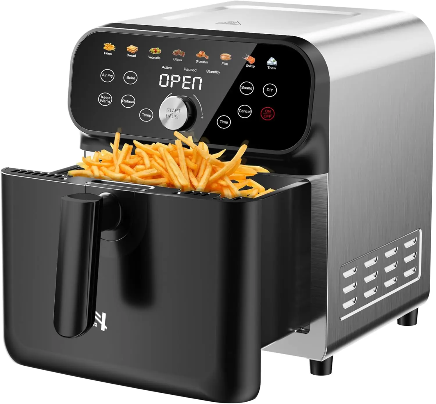 

6QT Air Fryer Oven with LED Touchscreen, 12 Preset Functions, Nonstick Dishwasher-Safe Basket, Stainless Steel/Black