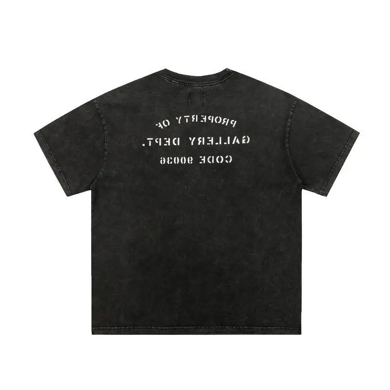 Vintage Washed Printed Letter Oversize Short Sleeve T-Shirt Loose Fit Youthful Trendy round Neck Summer Top for Men