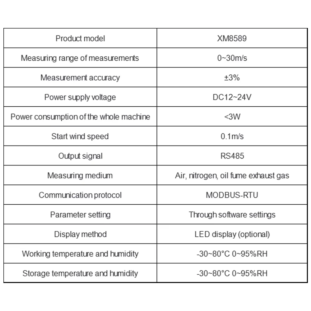 Thermal Wind Speed Sensor 0-30m/s High Precision Speed Tester Stainless Steel Air Volume Transmitter Wind Speed Detector