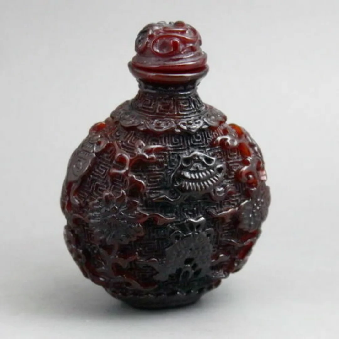 Old CHINESE SUPERB NATURAL HANDCARVED FLOWER SNUFF BOTTLE view 4