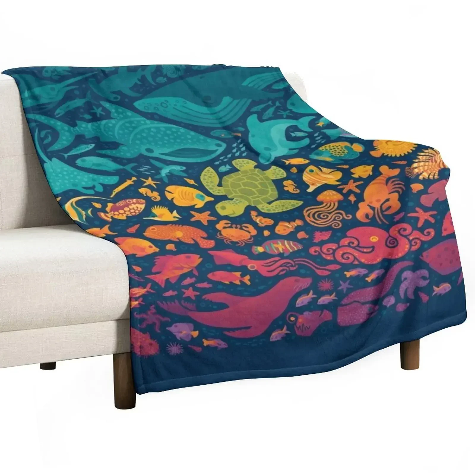 Aquatic Spectrum 2 Throw Blanket Plaid on the sofa Blankets For Bed Weighted Luxury Designer For Baby Decoratives Blankets