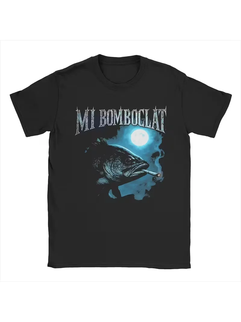 Mi Bomboclat Fish Mem T-shirt Men Women Streetwear Oversize Y2K Cotton Blend Tee Summer Short Sleeve Loose Casual Trendy Top