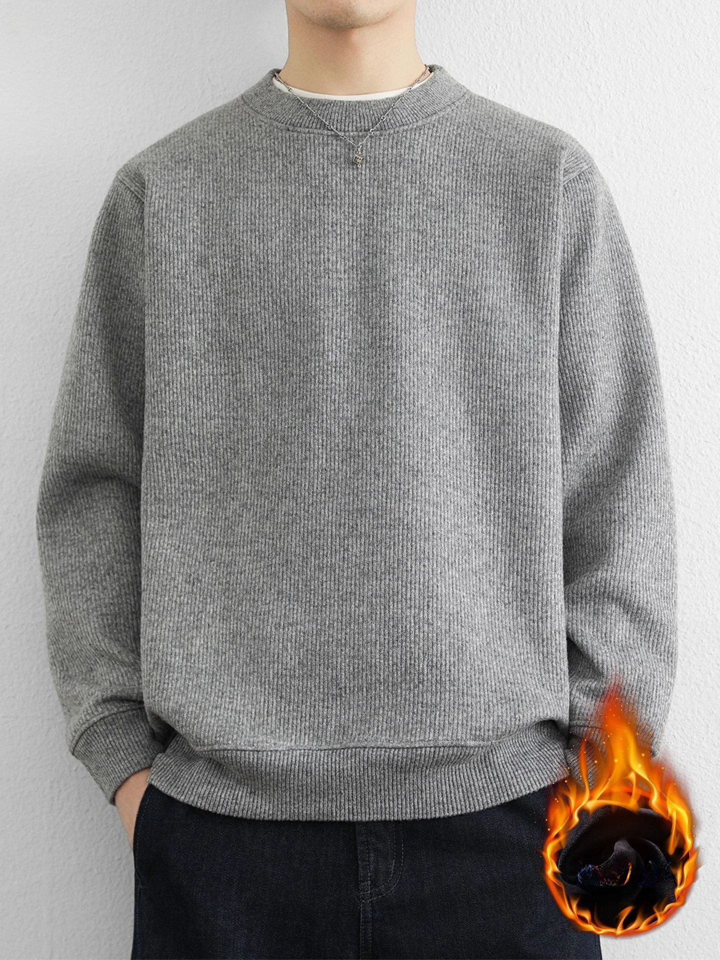 

Korean Sle Men's Thiened Woolen Sweater Winter Warm Inner Wear Knitted irt Faionable Trendy Brand Loose Fit Long Sve