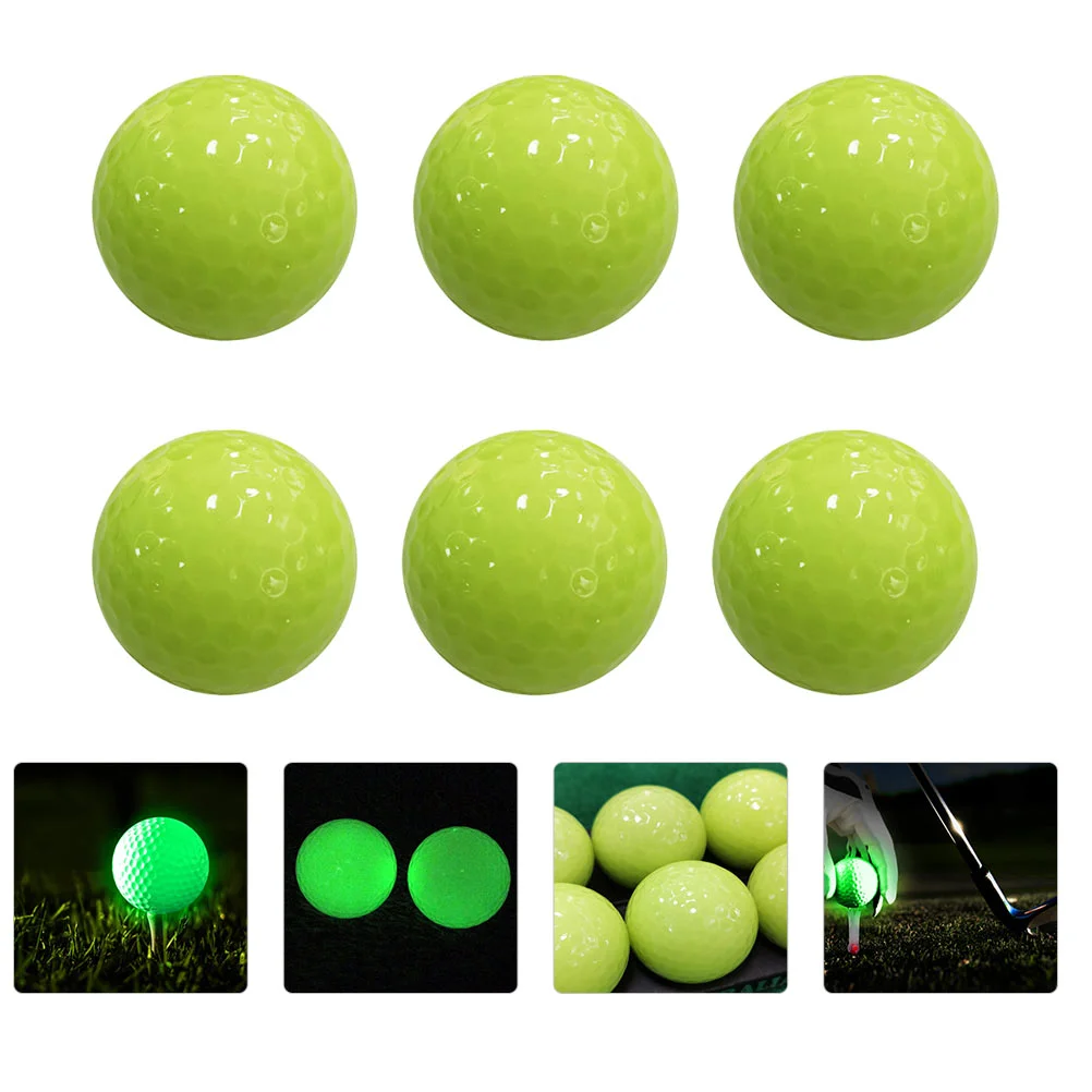 6 Pcs Golf Fluorescent Night Glow Golfs Practice Golfing Use Outdoor Synthetic Rubber Luminous