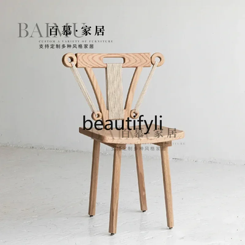 كرسي طعام من الخشب الصلب بتصميم عتيق ss K178ss25، طاولة طعام منزلية من الخيزران، كرسي تفاوض بسيط لقسم المبيعات #5