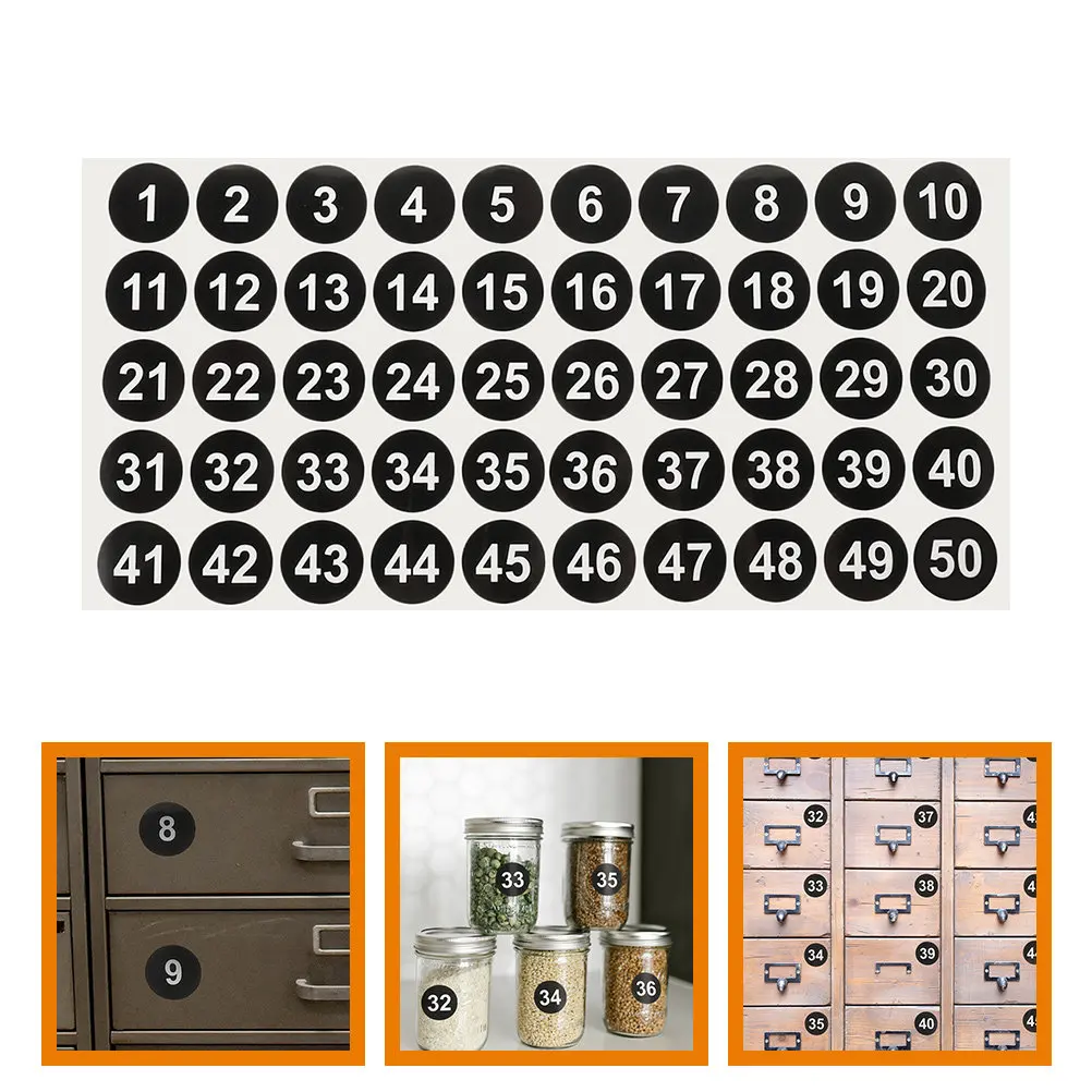 

20 Sheets Small Number Stickers Round Labels 1-50 Detachable Reusable for Home Office School Labeling Coding Sorting Storage