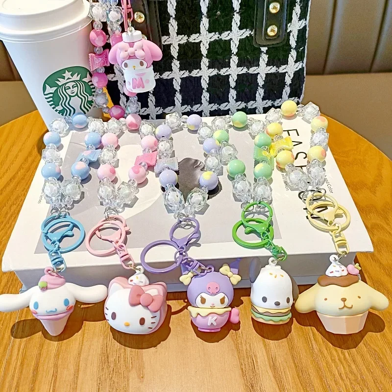 Kawaii Hello Kitty Cinnamoroll Anime Sanrio Doll Bracelet Chain Cute Cartoon My Melody Backpack Pendant Phone Chain Gifts Toys