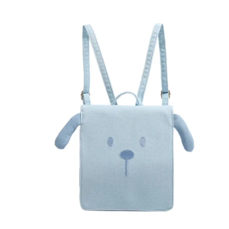 JIAERDI Zaino per cuccioli blu dolce e carino Zaino da donna in denim quadrato di grande capacità da donna Harajuku Zaino versatile per il pendolarismo quotidiano