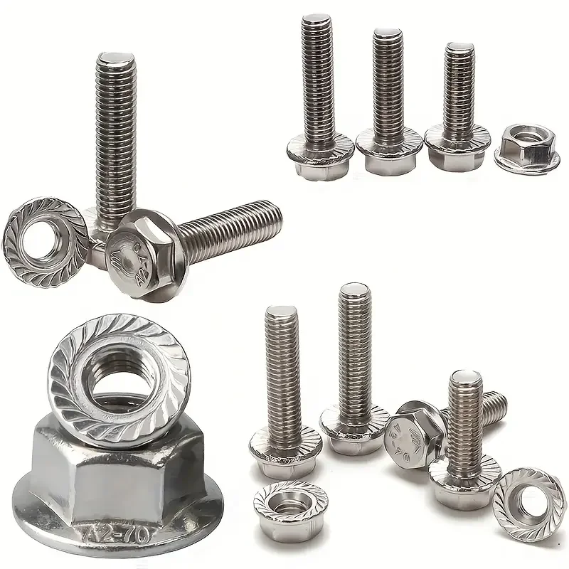 

300pcs of M4 M5 M6 stainless steel hexagon nuts with flange and bolt combination kit, 8/10/12/16/20/25/30mm hexagon-head bolt wi