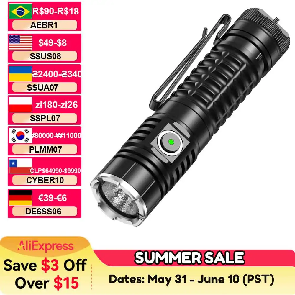 Wurkkos TS22 Flashlight Rechargeable 21700 with XHP70D HICRI LED 4500 Lm Magnetic Tail Cap and Reverse Charging for Hiking