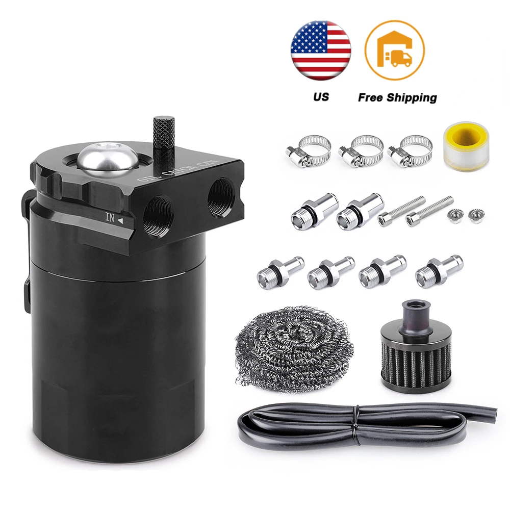 300ml Oil Catch Can Oil Reservoir Fuel Catch Tank  Kit Universal Car Baffled Aluminum With Air Filter