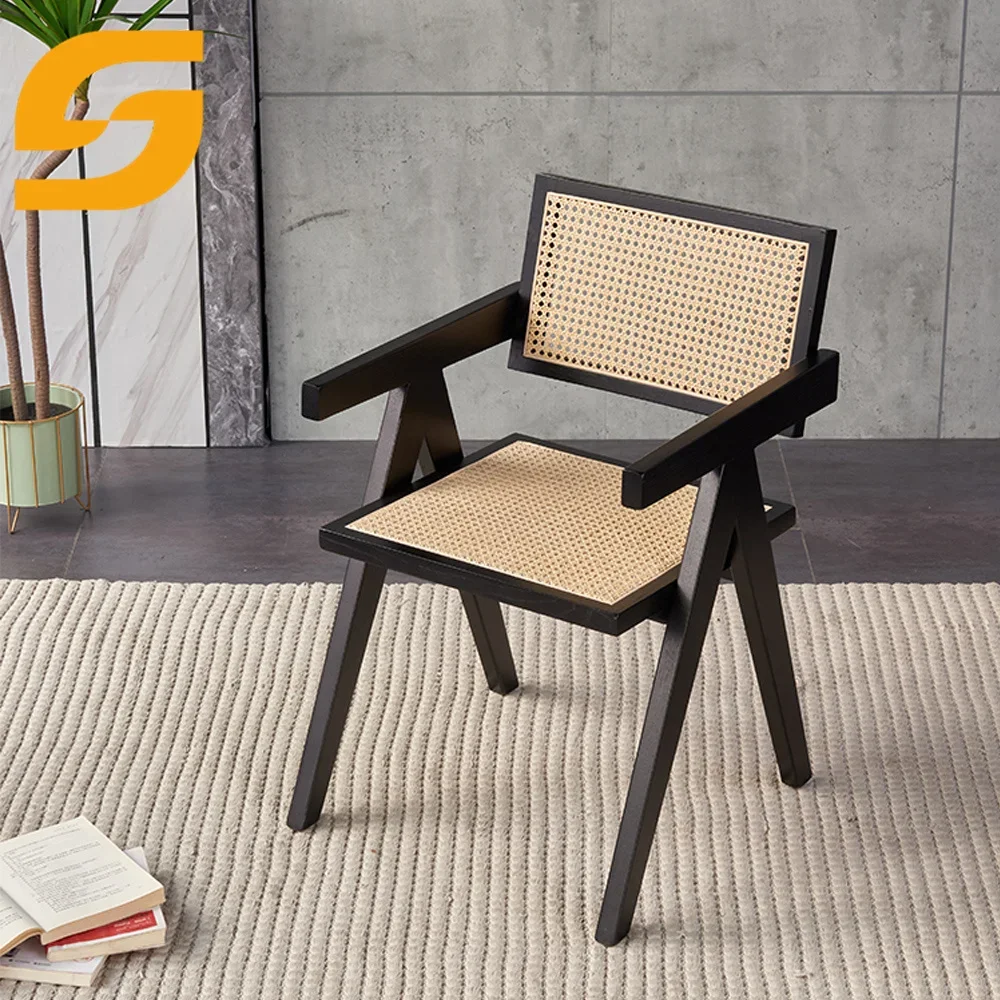 SUNLINK New Designer Design Ash Frame Rattan Seat Coffee Cafe Leisure Arm Dining Chair