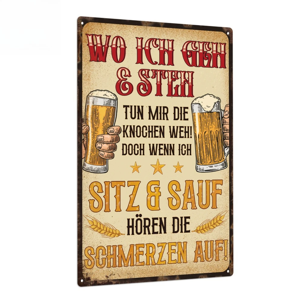 Arte de Pared Metálico 2D Flat Vintage Cheers, Decoración Versátil Colgante para Casa Bar y Zonas de Ocio