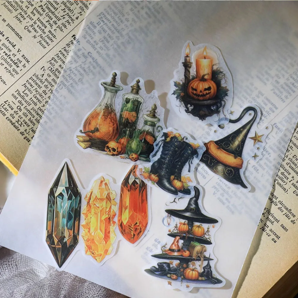 KSCRAFT 50szt Halloween Vellum Naklejki papierowe do scrapbookingu Happy Planner / tworzenia kartek / journalingu