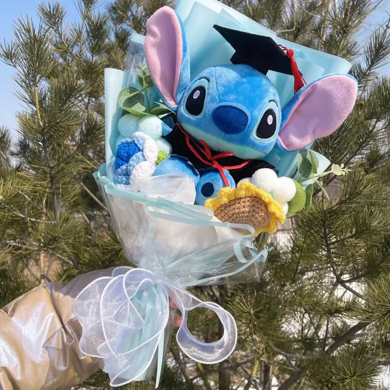 Lovely Lilo and Stitch KT Micky Kuromi Plush Toys With Graduation Hat For Creative Graduation Gifts Stuffed Animals Doll Toys