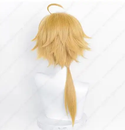 Thoma Wig Cosplay 56cm, Wig sintetis Linen panjang rambut emas tahan panas