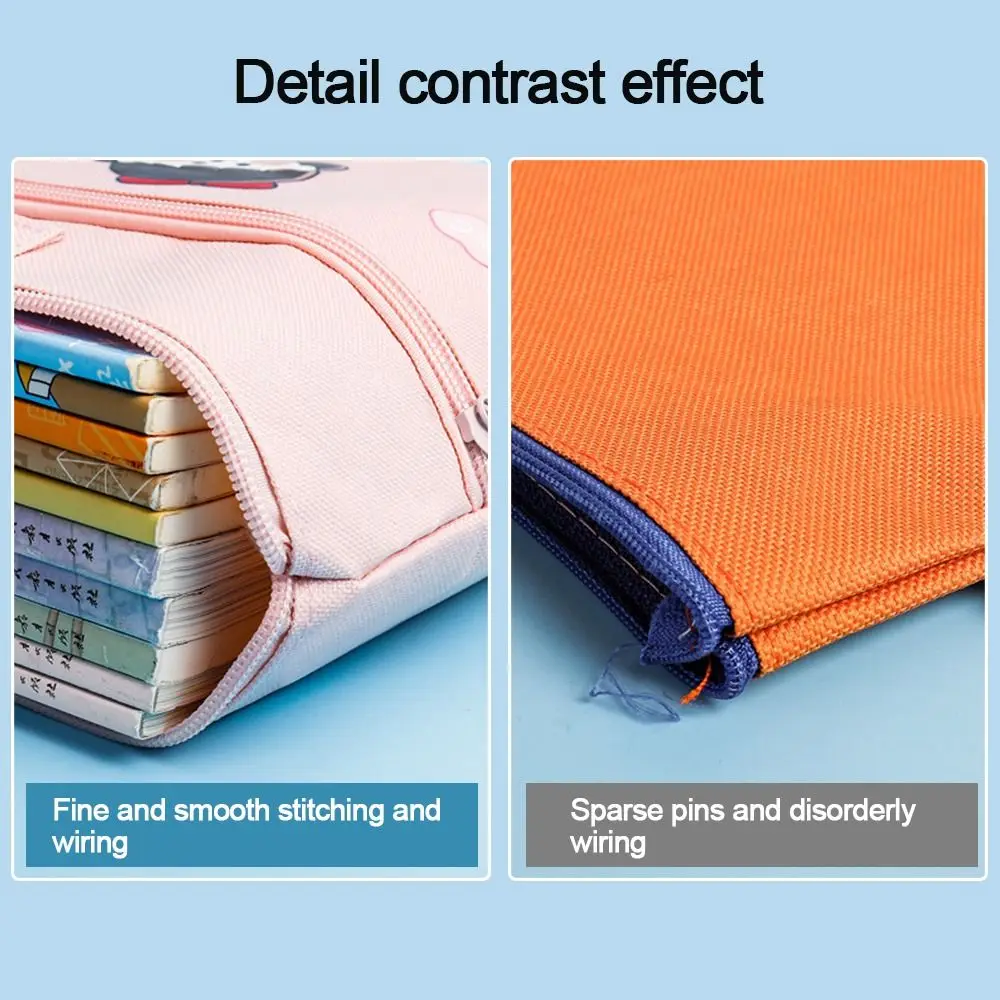 Cartoon Print Tote School Bag Multifunction Large-capacity Zipper Tutorial Bag Art Storage Bag Oxford File Bag