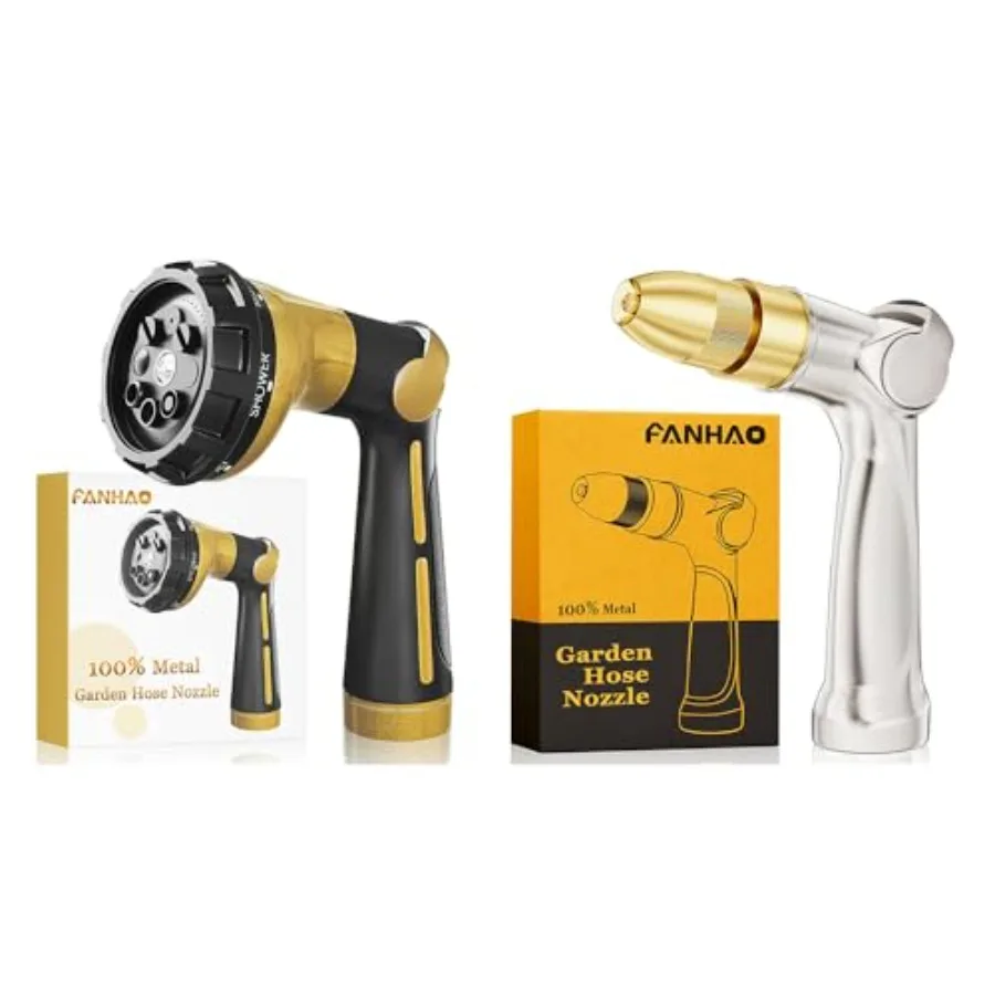 

Насадка для садового шланга с управлением одной рукой и металлическим соплом с латунным наконечником для эффективного потока воды, из прочной нержавеющей стали