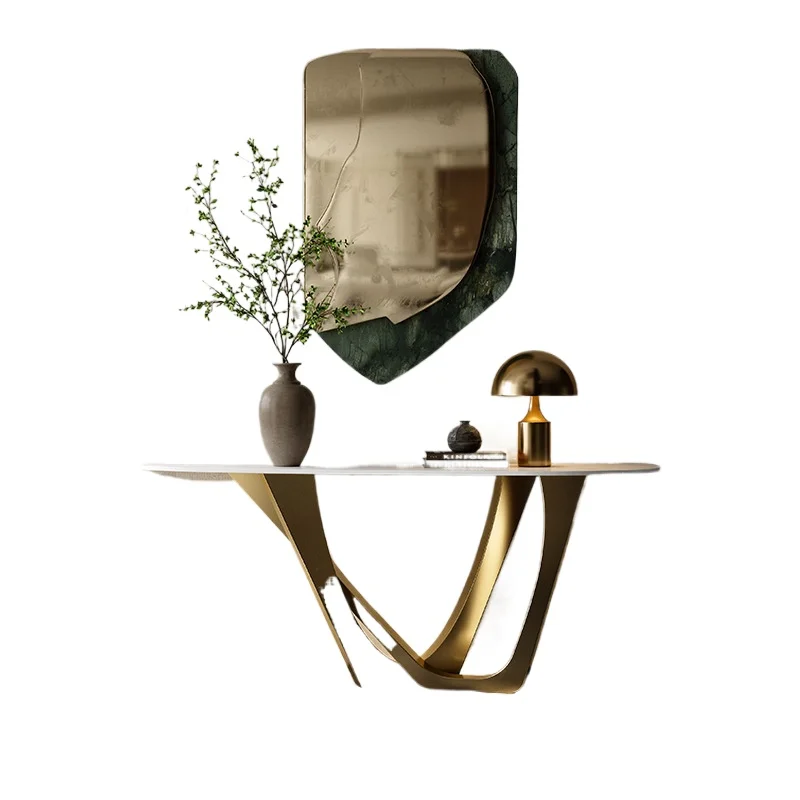 

Freehand space Entry door against the wall Extremely narrow decorative table Large flat modern light luxury entrance table