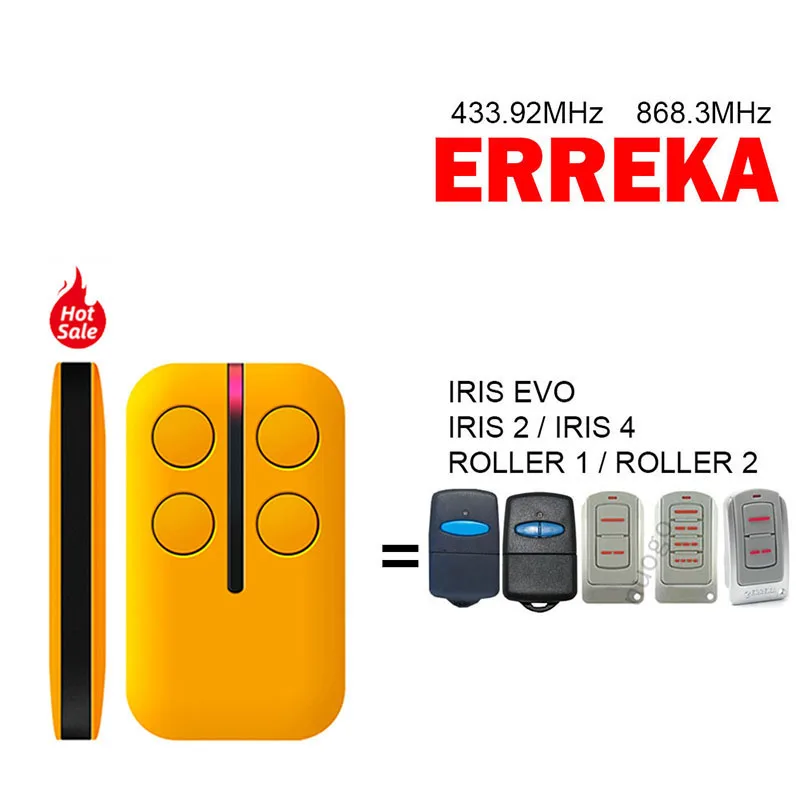 For ERREKA IRIS EVO 2 4 ROLLER 1 2 Garage Door Electric Gate Remote Control 433.92MHz 868.3MHz Key Duplicator Hand Transmitter