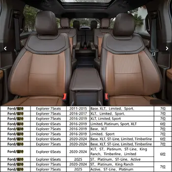 Potahy sedadel na míru, vysoce kvalitní kůže, pro Ford Explorer 2009-2025, 6-7-8 míst, XLT ST Platinum ST Limited 10 nejlepší prodej Potahy sedadel pro Ford Explorer - №7