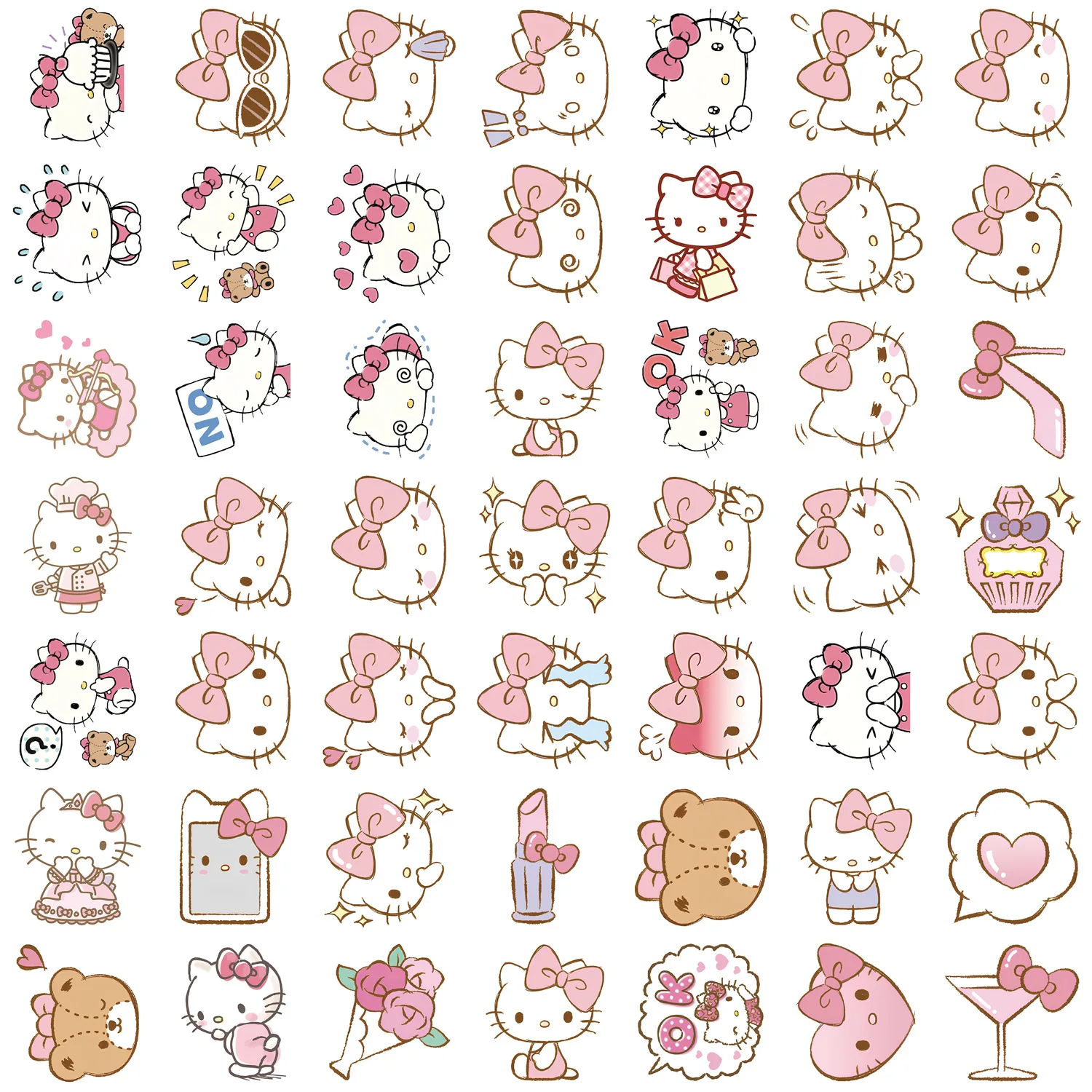 50PCS Kawaii Hello Kitty Meme Stickers Cute Sanrio Cartoon Sticker for Girls Toy Phone Guitar Water Bottle Graffiti Decals