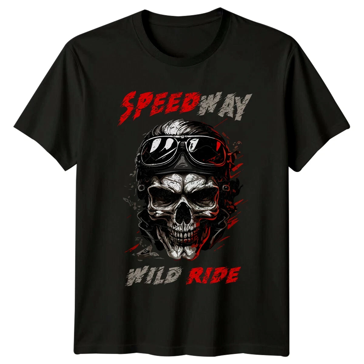 تي شيرت رجالي من Speedway Wild Ride Skull جرافيك تي شيرت نسائي للجنسين قمة الموضة في الشارع الهيب هوب روك بأكمام قصيرة للنساء #1