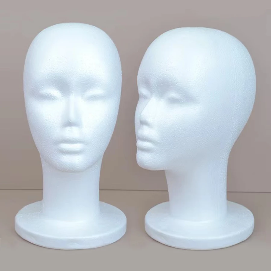 12 Inch Foam Head Female Foam Wig Head Mannequin Manikin Cosmetics Model Head Wigs Display Holder Hats Glasses Hairpieces Stand