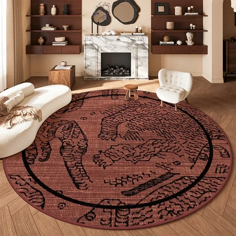 

Large Round Carpet for Living Room, Vintage Style Floor Mat, Bedroom Bedside Lounge Area Rugs, Anti-Slip Rug, Home Decoration