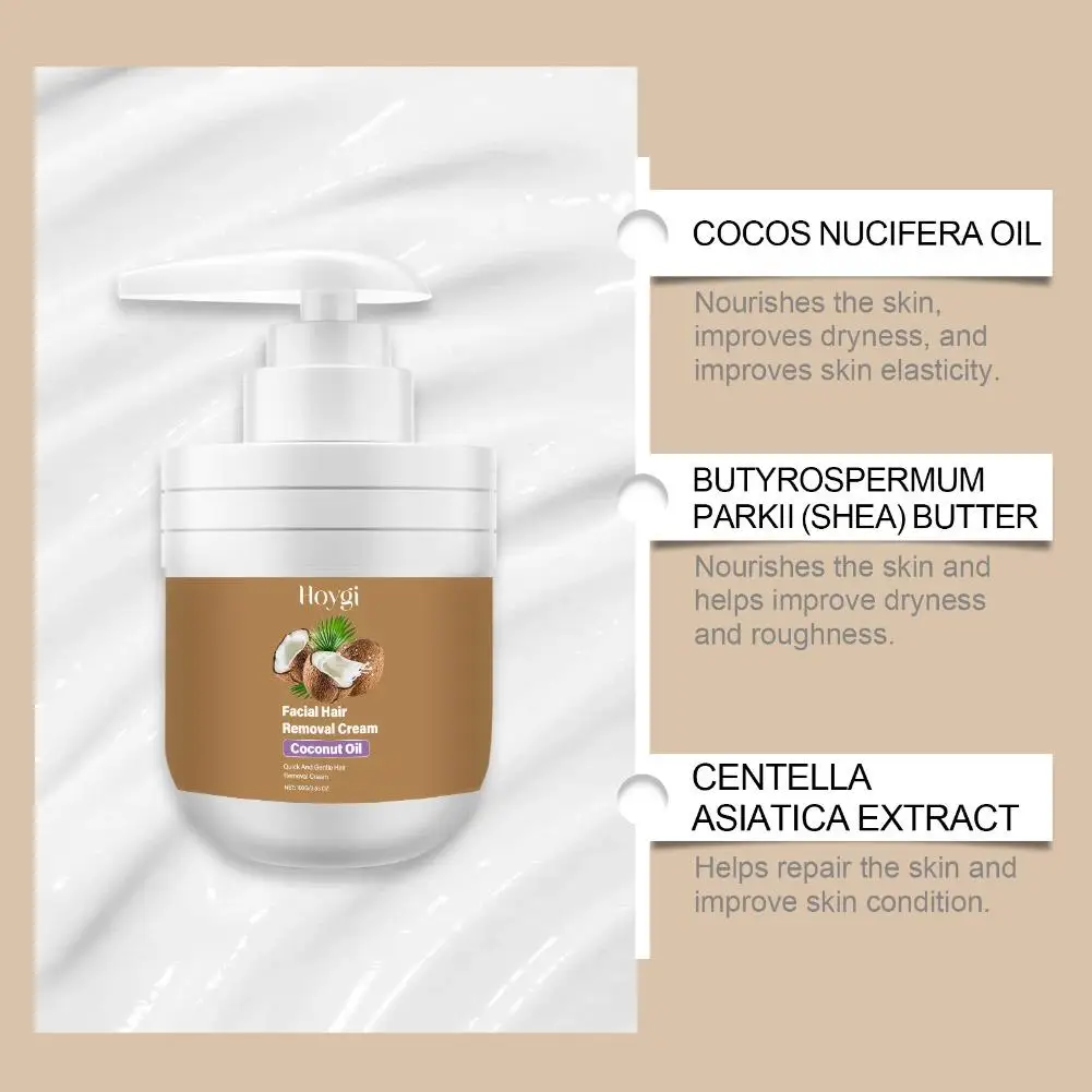 كريم إزالة شعر الوجه اللطيف من جوز الهند كريم لطيف غير مزعج يرطب يغذي كريم إزالة سريع المفعول #4