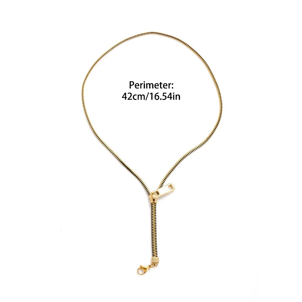 Модное колье-молния, ожерелье из титановой стали, хип-хоп, выдвижная цепочка на молнии, свитер, модное ожерелье в стиле панк с ключицей, унисекс