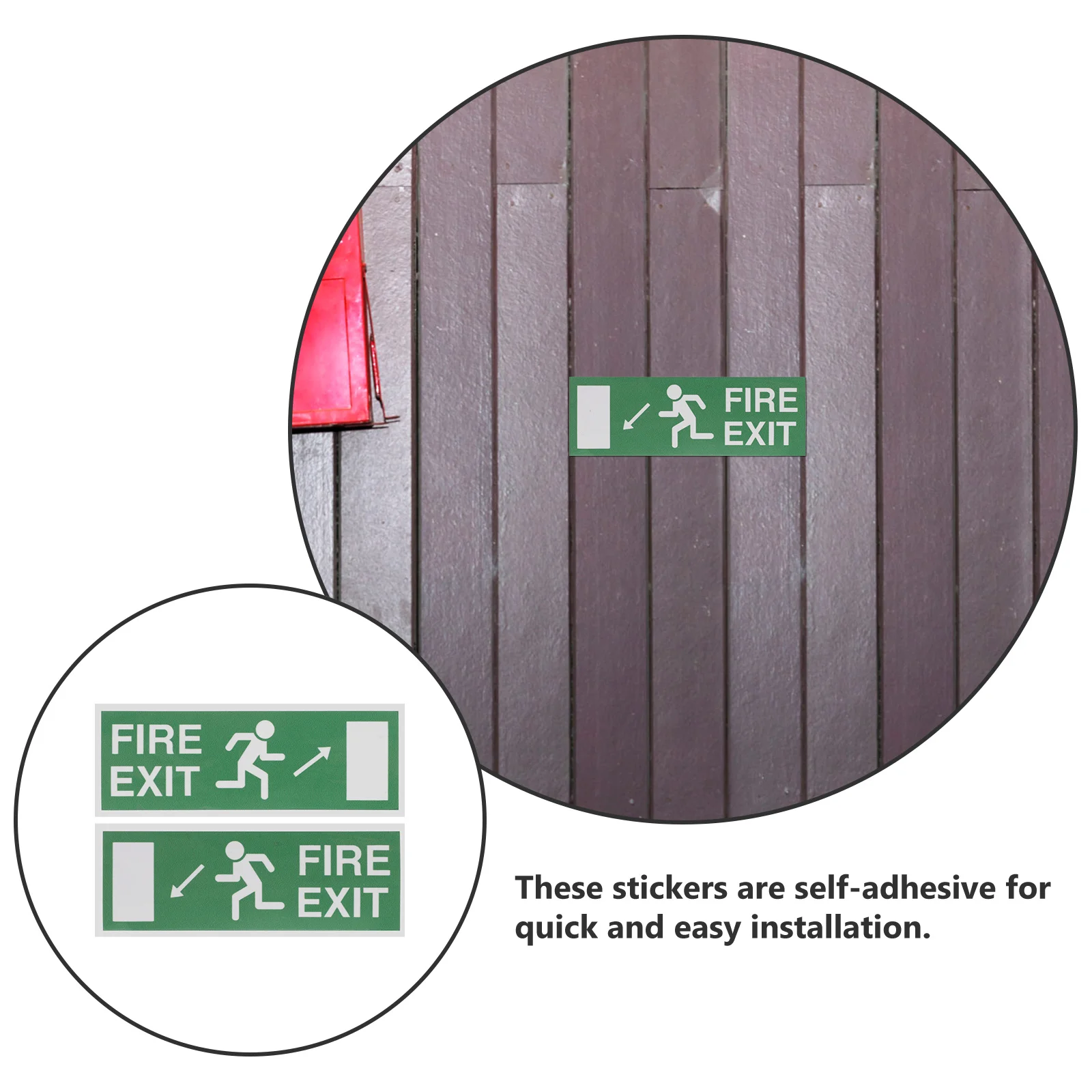 Fire Exit Sign Sticker Self Adhesive For Office Building Corridor Staircase Emergency Route Safety Warning Decals Exit