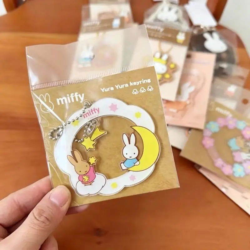Cute Miffy Garland Keychain Creativity Cartoon Rabbit Acrylic Keychain Student Schoolbag Zipper Decoration Anime Peripheral Gift