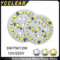 10 Pannello luminoso a LED ad alta luminosità 3W 7W 12W Bianco caldo 12V AC220V Nessun driver necessario Chip SMD 2835 5730 per faretto da incasso fai-da-te