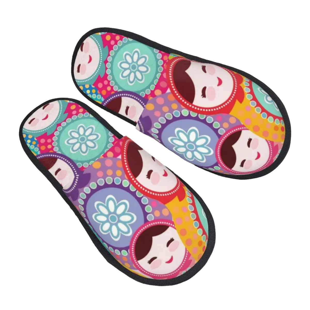 Custom Russian Dolls Matryoshka Comfy Scuff With Memory Foam Slippers Women Russia Babushka Pattern Folk Art Spa House Shoes