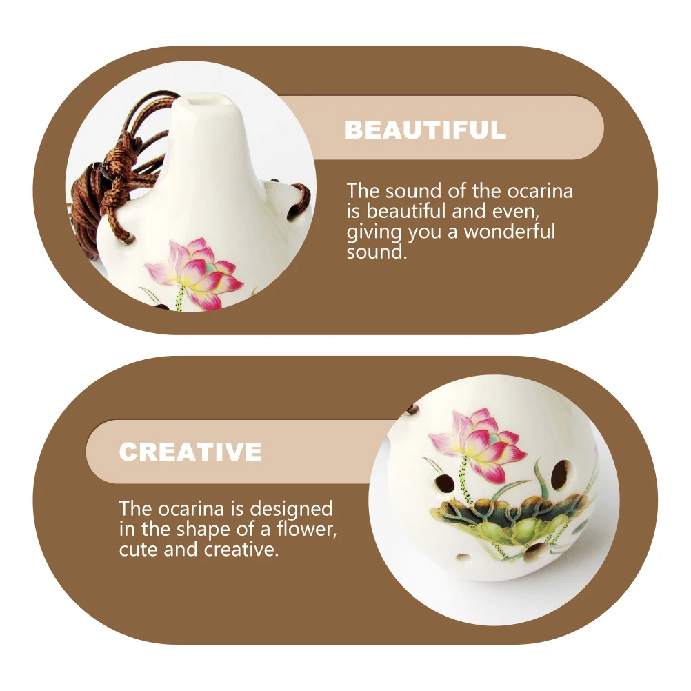 آلة موسيقية للمبتدئين على شكل زهرة الأكرينا مكونة من 6 فتحات، مادة ممتازة متينة، صوت جميل للمبتدئين، الأكرينا