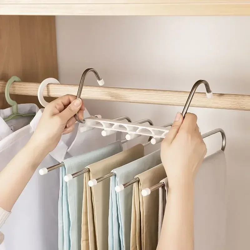 Multifunctional Pants Hanger Clothes Organizer Adjustable Pant Storage Rack Closet Organizer Trouser Hanger Home Organization