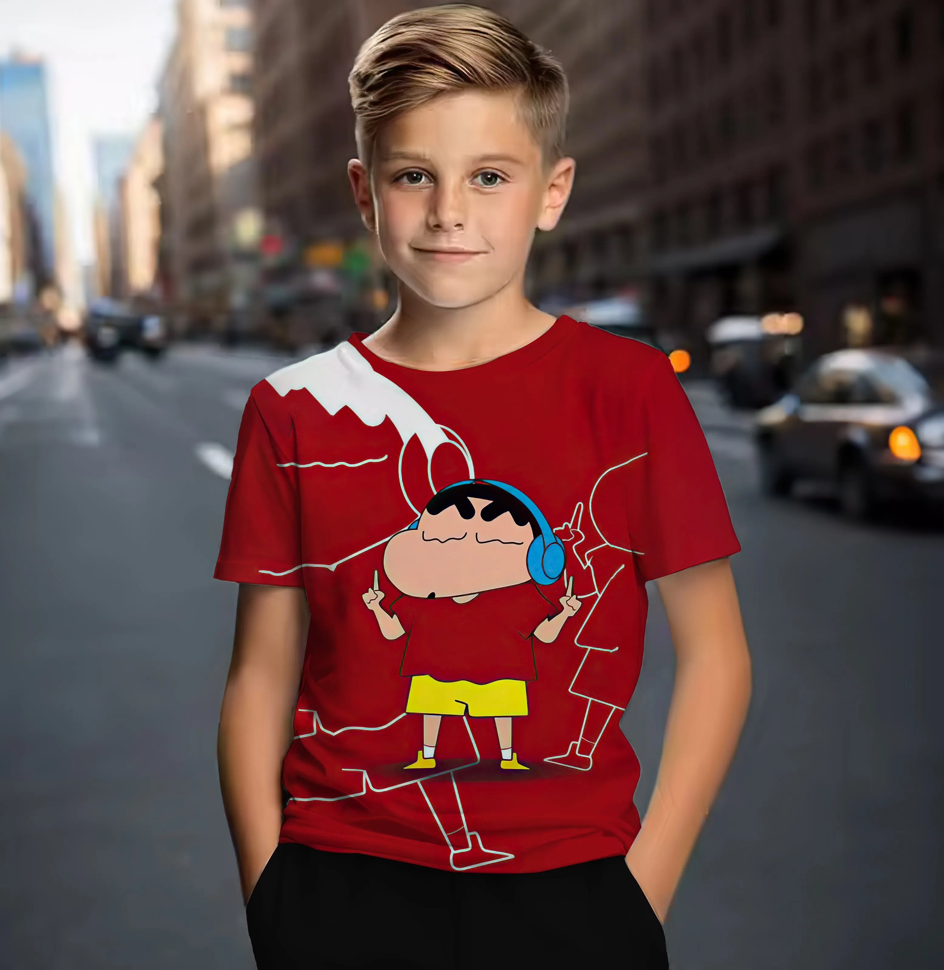 Crayon Shin-chan Cartoon Children's T-shirt Boys Short Sleeve Girls 3D Printing Cute Casual Versatile Fashion Top