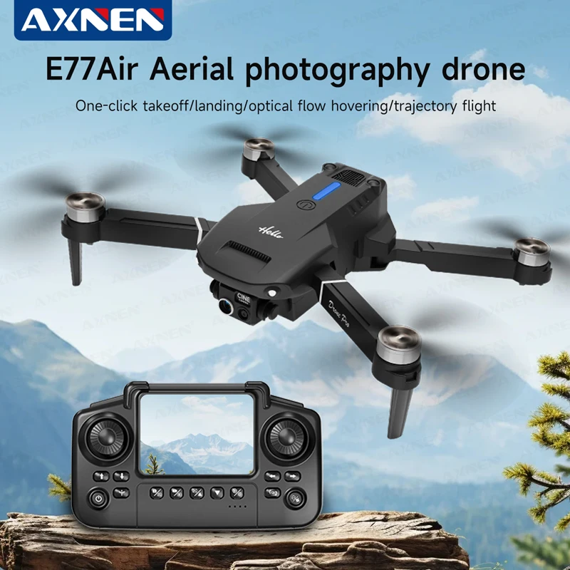 

AXNEN E77 Air Remote Control Drone with Screen HD Dual Cameras Brushless Motor Optical Flow Positioning Hover Quadcopter Toys