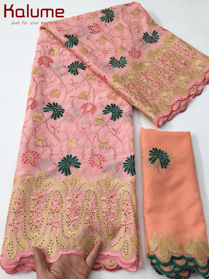 

Kalume African Lafaya Lace Fabric 2025 High Quality Swiss Voile Lace Fabric Nigerian Dry Lace Fabrics with Stones 5+2Yards F4242