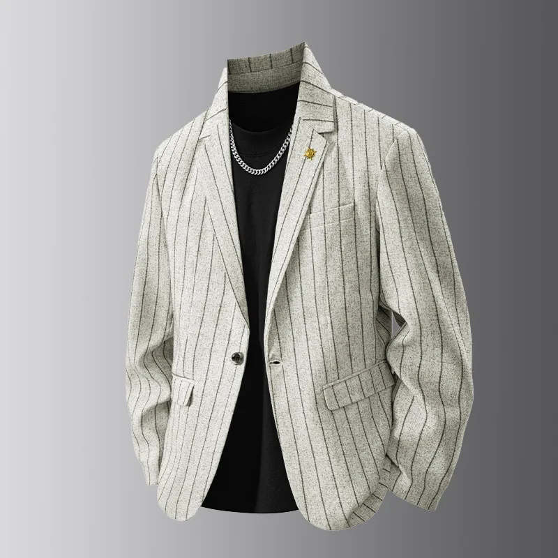 メンズ クラシック スリムフィット ストライプ ブリティッシュスタイル スーツジャケット おしゃれ カジュアル 春秋コレクション 2025