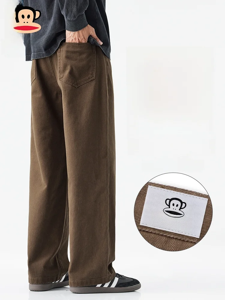 

PaulFrank Men's Casual Straight Leg Cotton Pants Loose Fit Spring New Sle Pure American Sle Wide Leg Trousers